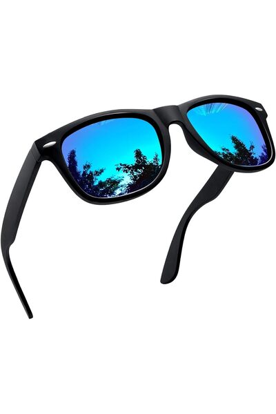 Joopin Blue Mirrored Square Sunglasses Unisex
