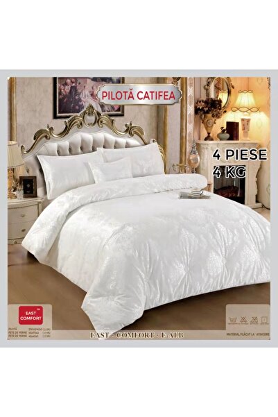 East Comfort Velour Velvet Bedding Set, 4 Pieces, Melana Filling, Cotton Back...