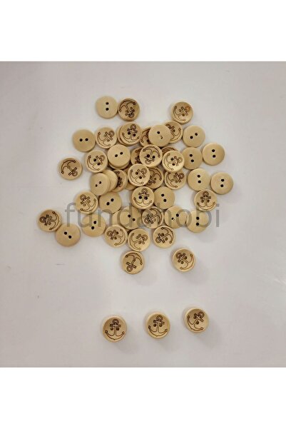 fundahobi Anchor Print Wooden Buttons-10 Pieces