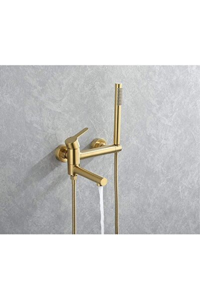 OEM Wall-Mounted Bathtub Faucet, Rotating Spout, Brushed Gold