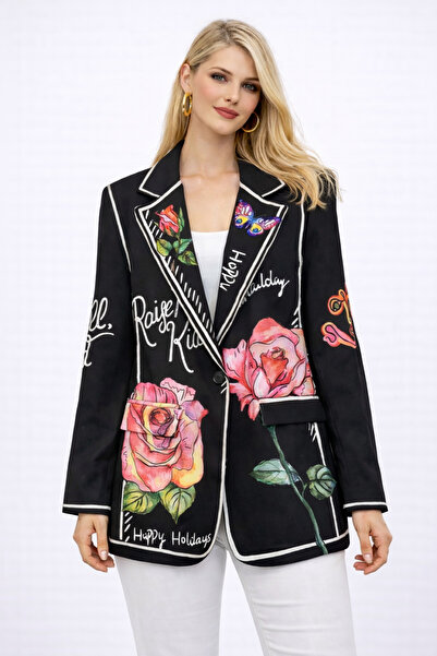 günay boutıque Patterned Women's Jacket-Black