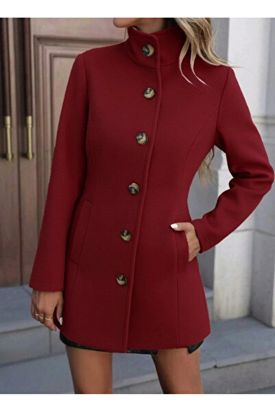 nedo7 Women's Long Sleeve Collared Front Buttoned Unlined Imported Cashmere Coat