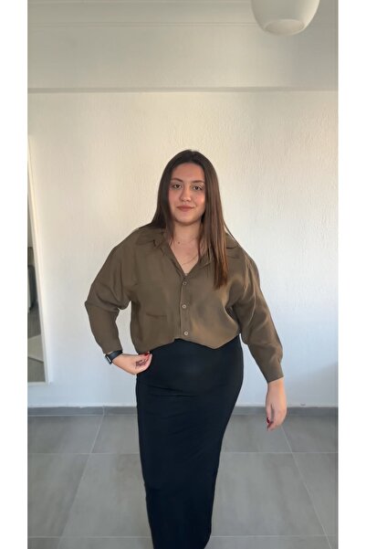 bestie co Kadın Düşük Omuz Oversize Gömlek