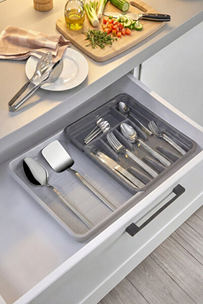 Poomy Expandable Drawer Organizer with Spoon and Knife Compartments Kitchen O...