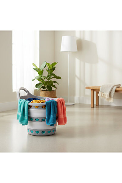 YAZICI Στρογγυλό Πτυσσόμενο Διάτρητο Καλάθι Ρούχων – Οργανωτής, Ειδικός Σχεδι...