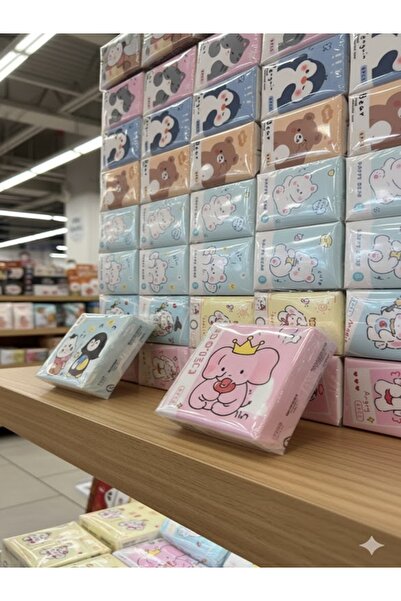 Carat Home Mini Karakterli Mini Cep Mendil Seti | Renkli Desenli Yumuşak Kağı...