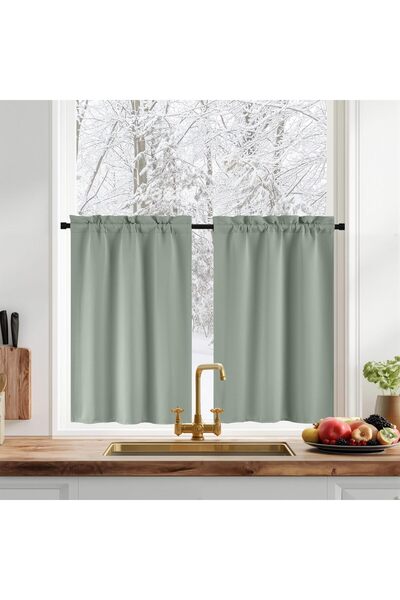 OEM Blackout curtains for kitchen windows, 2 pcs., thermal insulation, sage g...