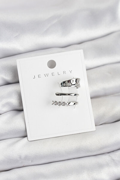 norsary Silver Color Zircon Stone Brass Cartilage Earrings