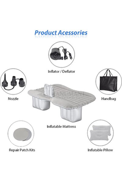 PUKON Premium Car Inflatable Bed with Pump & 2 Air Pillow