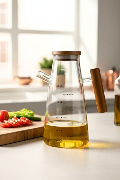 tutku home Akasya Kapaklı ve Saplı Yağdanlık - 1 Litre