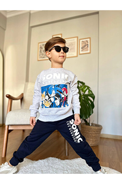 Koçak Kids Yeni Sezon Sonic Desenli Gri Renk Erkek Çocuk Eşofman Takım