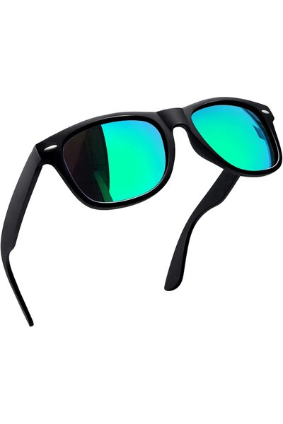 Joopin Green Mirrored Square Sunglasses Unisex