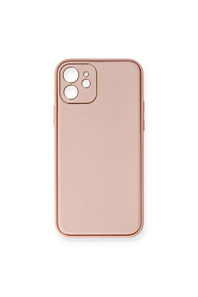 AL - KAR TİCARET جراب آيفون 12 غطاء سيليكون جلد كوكو - وردي