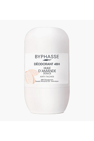 BYPHASSE مزيل عرق مضاد للبقع بزيت اللوز الحلو، يدوم مفعوله 48 ساعة - 50 مل