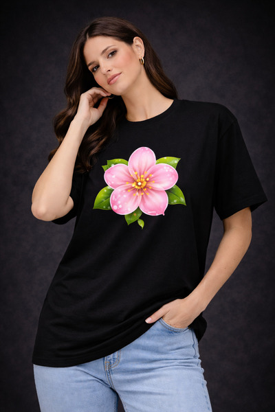 Me&On WEAR تي شيرت قصة فضفاضة للجنسين مصنوع من القطن بنسبة 100% مع أشكال ذات ...