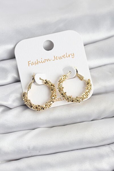 Clariss Gold renk küçük tırtıklı halka küpe