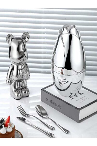 Lotus rose 12-piece stainless steel cutlery set with storage box, egg set, fo...