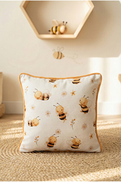 decofav Buzz & Bloom – Pernă pentru copii cu tematică albinelor, umplută, cu ...