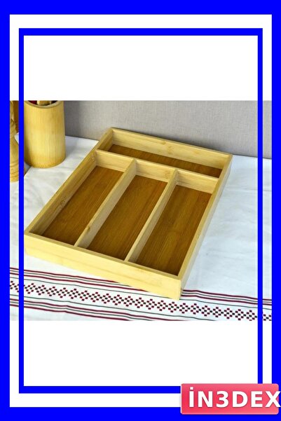 İN3DEX Wooden Kitchen Drawer Organizer with 4 Compartments 25X32 cm