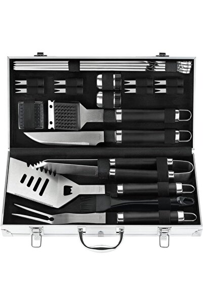 Generic مجموعة ملحقات شواء متينة مكونة من 22 قطعة، أدوات شواء مانعة للانزلاق ...