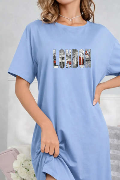 EFFRENATU Γυναικείο κοντομάνικο μπλουζάκι με λαιμόκοψη σε μεγάλο μέγεθος Νυχτικό