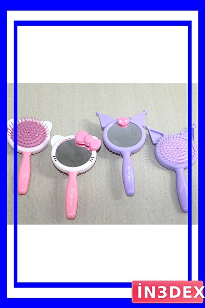 İN3DEX مشط شعر بتصميم شخصيات كرتونية مع مرآة، 20 سم، بلاستيك