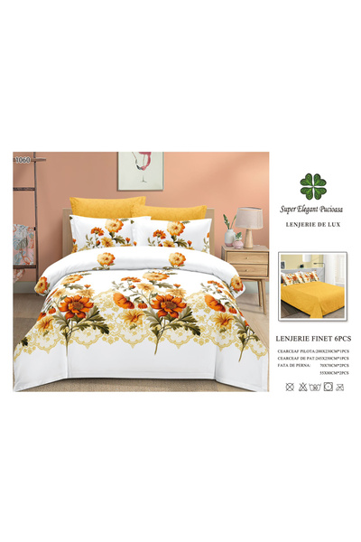 ANATOLIATEKSTILE Lenjerie de Pat Finet 6 Piese, Set Complet Matrimonial, Mode...