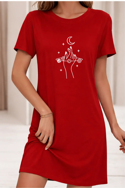 Pink Sky Rochie tricou cu mânecă scurtă pentru femei de mărime mare, cu decol...