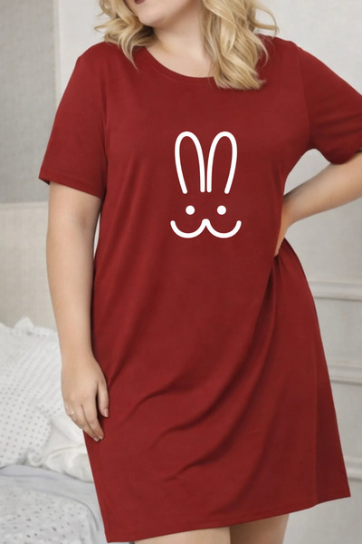 Pink Sky Rochie tricou cu mânecă scurtă pentru femei de mărime mare, cu decol...