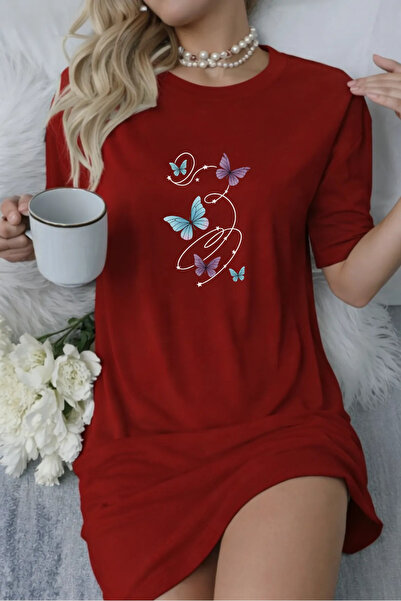 Pink Sky Rochie tricou cu mânecă scurtă pentru femei de mărime mare, cu decol...