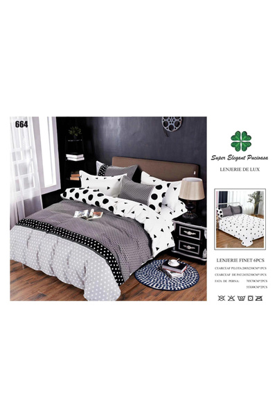 ANATOLIATEKSTILE Lenjerie de Pat Finet 6 Piese, Set Complet Matrimonial, Mode...