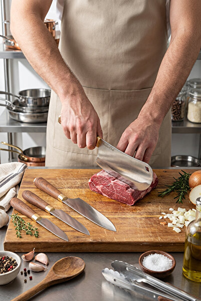 Masterchef 4 Parça Ahşap Saplı Profesyonel Mutfak Bıçak Seti – Paslanmaz Çeli...