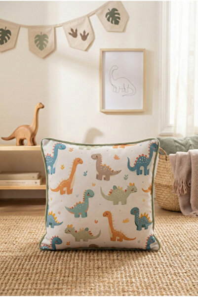 decofav Dino Parade – Pernă pentru copii cu tematică dinozauri, umplută, cu t...