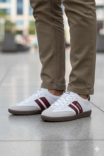 Slazenger حذاء رياضي كاجوال للرجال والنساء باللون الأبيض/بوردو من INDIA I