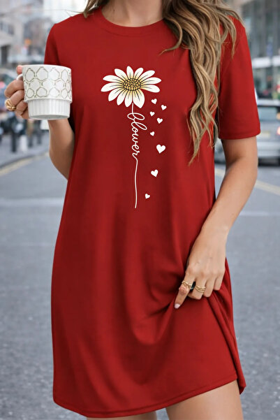 Pink Sky Rochie tricou cu mânecă scurtă pentru femei de mărime mare, cu decol...