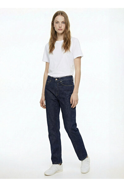 Fabrika Bisiklet Yaka Düz Beyaz Kadın T-Shirt TENGIZ-Y