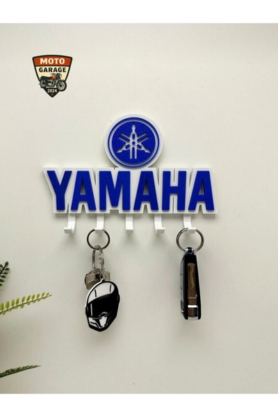 MotoGarage 3D Yamaha Logolu Motosiklet Duvar Anahtarlığı - 5 Askılı Dekoratif...