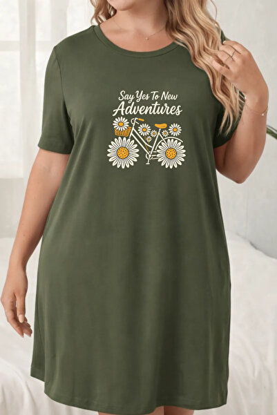 Pink Sky Rochie tricou cu mânecă scurtă pentru femei de mărime mare, cu decol...