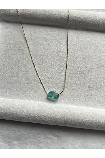Pel Design Raw Apatite Stone Steel Necklace Handmade