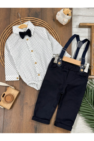 Bolly Baby Baby Boy Suit with Suspender Belt, Bow Tie and Snap Fasteners at t...