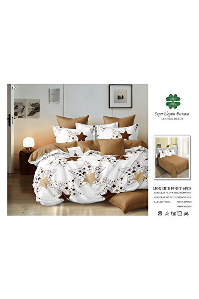 ANATOLIATEKSTILE Finet Bed Linen 6 Pieces, Complete Matrimonial Set, Modern M...
