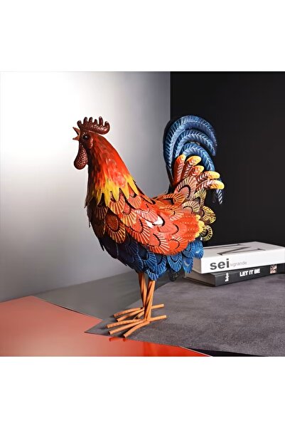 BGA Dekoratif Metal Horoz 3D ev bahçe yazlık saksı bitki Peyzaj dekoru demir ...