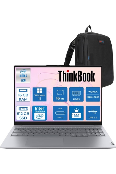 LENOVO Thinkbook 16 G8 Ial Ultra 5 225U 16GB Ddr5 512GB SSD W11HOME 16 Inç IP...