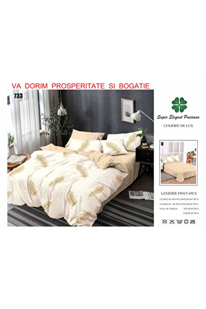 ANATOLIATEKSTILE Finet Bed Linen 6 Pieces, Complete Matrimonial Set, Modern M...