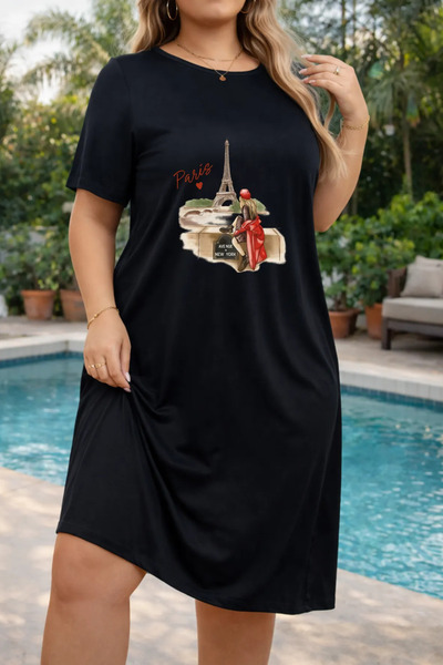 bellanova Γυναικείο κοντομάνικο μπλουζάκι με λαιμόκοψη σε μεγάλο μέγεθος Νυχτικό