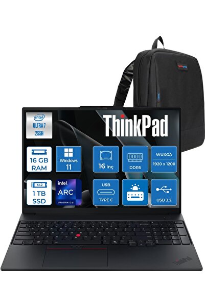 LENOVO Thinkpad E16 Gen3 Ultra 7 255H 16GB Ddr5 1tb SSD W11PRO 16 Inç Wuxga I...