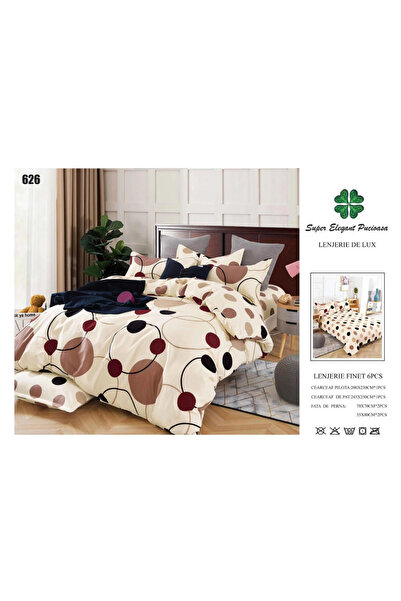 ANATOLIATEKSTILE Finet Bed Linen 6 Pieces, Complete Matrimonial Set, Modern M...