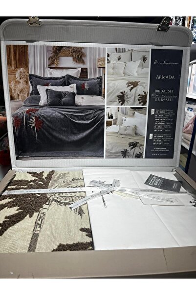 VELLON HOME 8 Piece Bride Set (Covered Bedding Set) Armada Beige