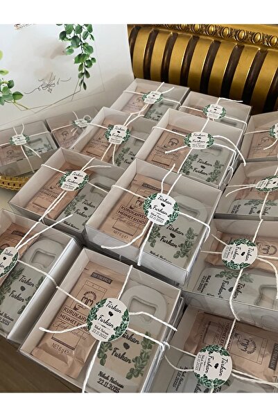 Siyah Lale Nikah Şekeri Kahve ve Açacak Magnet Set Nikah, Söz, Nişan Hediyeli...