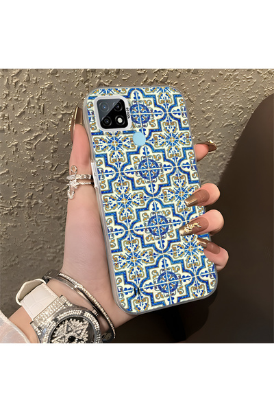 Hontinga غطاء هاتف من السيليكون ذو حافة صلبة ومضاد للسقوط بنمط شبكي متوافق مع...